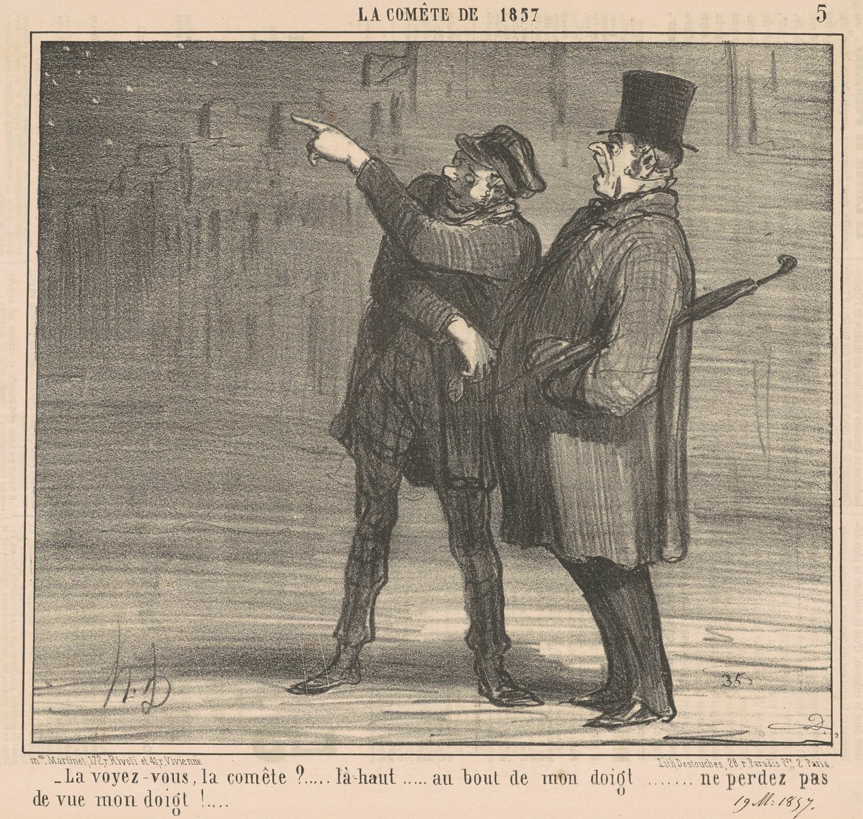 Kuyruklu yıldızı görüyor musun? ... Yukarıda ... by Honoré Daumier