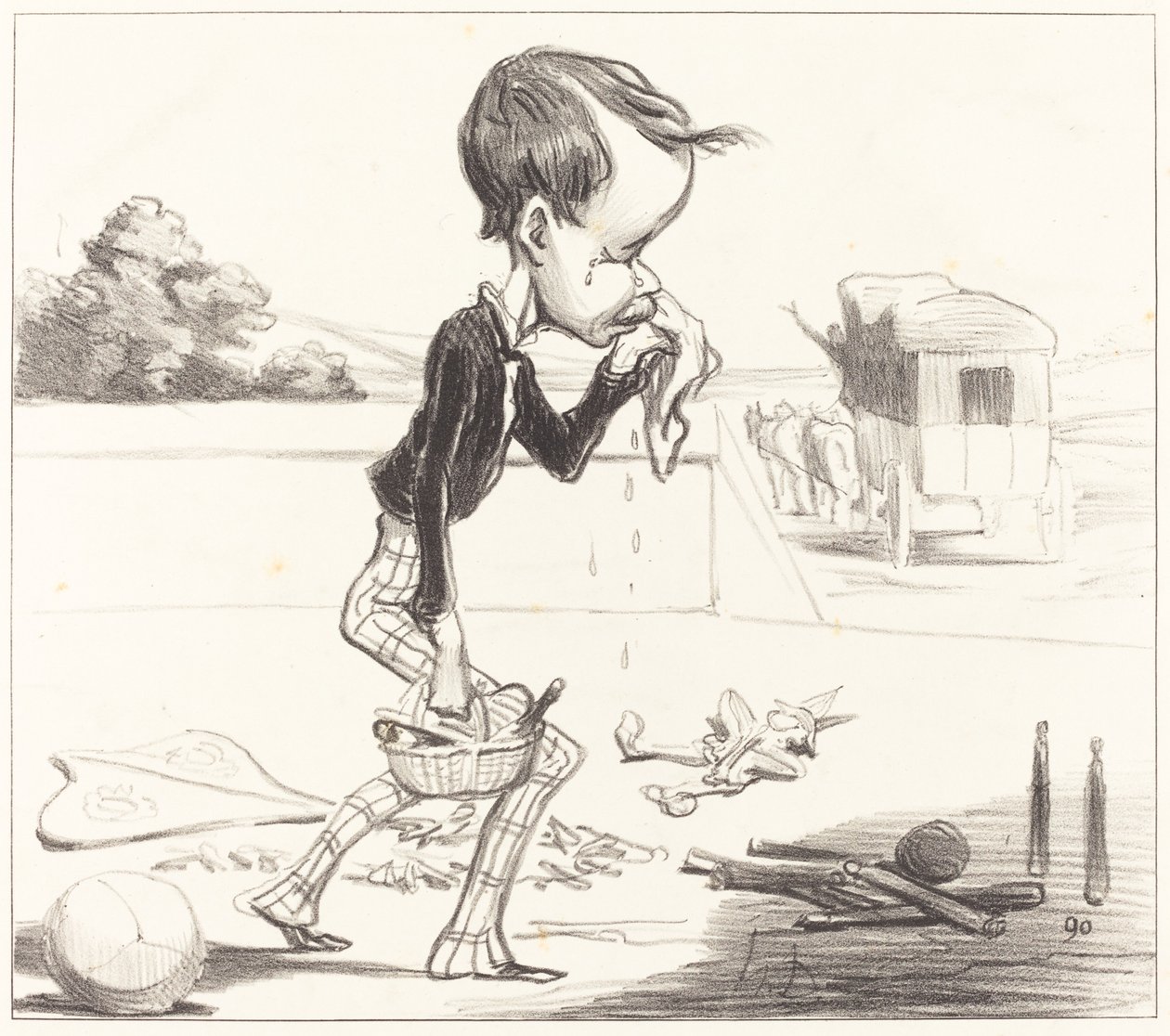 Genç Estancelin sınıfa dönmek zorunda! by Honoré Daumier