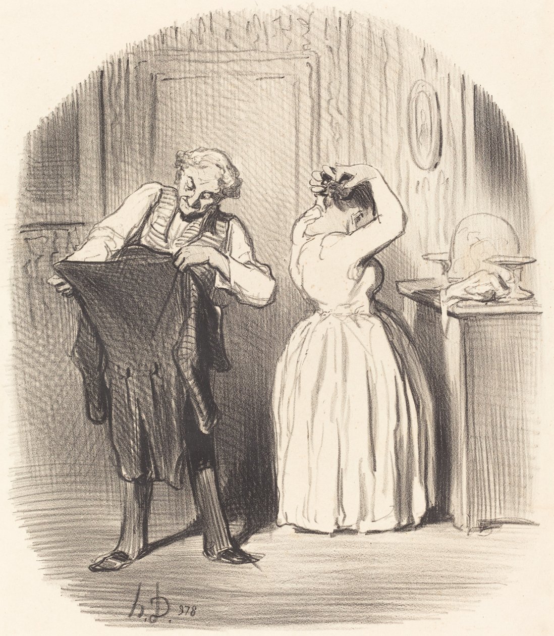 Müdürün evinde yemek yediğimiz gün... by Honoré Daumier