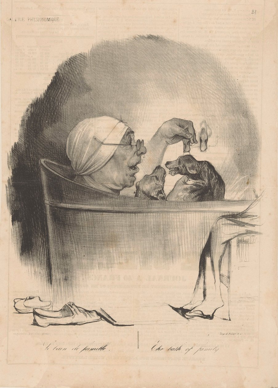 Le bain de famille Aile hamamı, 1837. by Honoré Daumier