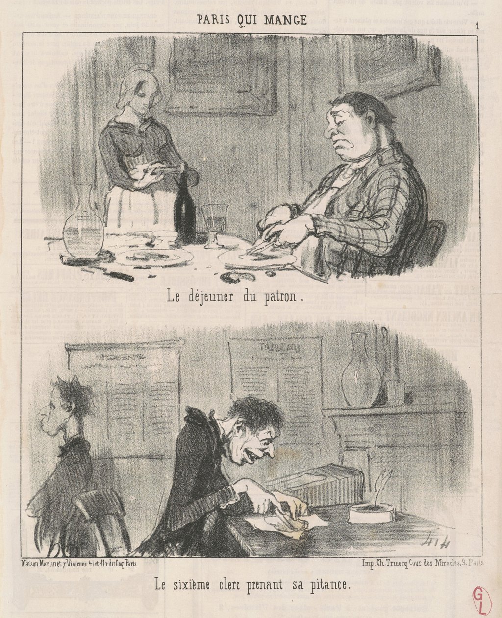 Altıncı katip patronun öğle yemeği... by Honoré Daumier