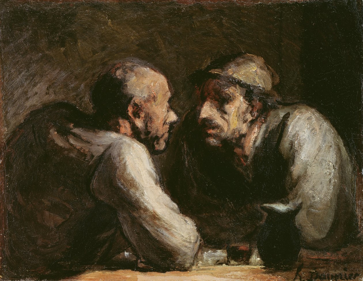 İki İçici by Honoré Daumier