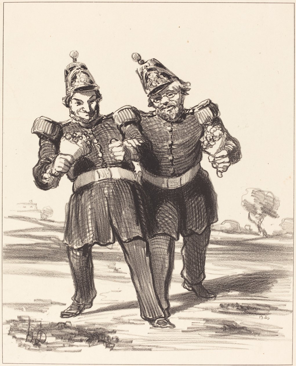 İki ziyafet sevinç içinde by Honoré Daumier