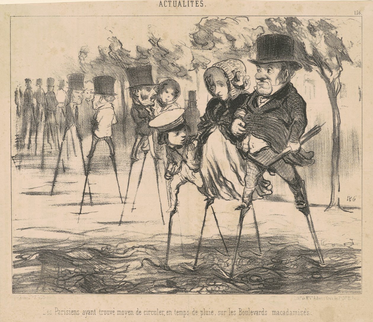 Etrafta dolaşmanın bir yolunu bulan Parisliler... by Honoré Daumier