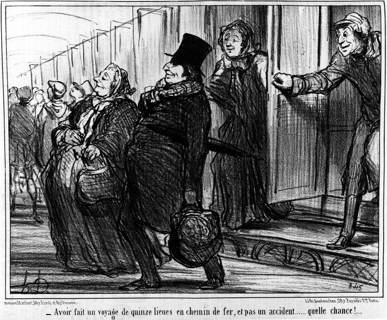 Les chemins de fer - Daumier tarafından, 20/07/1855 tarihli “” Charivari””de. by Honoré Daumier