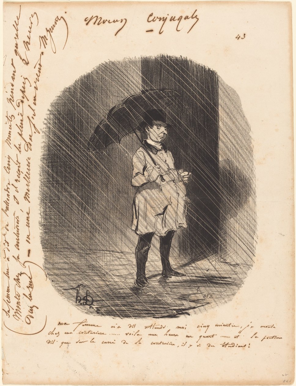 Karım bana dedi ki: beş dakika bekle beni... by Honoré Daumier
