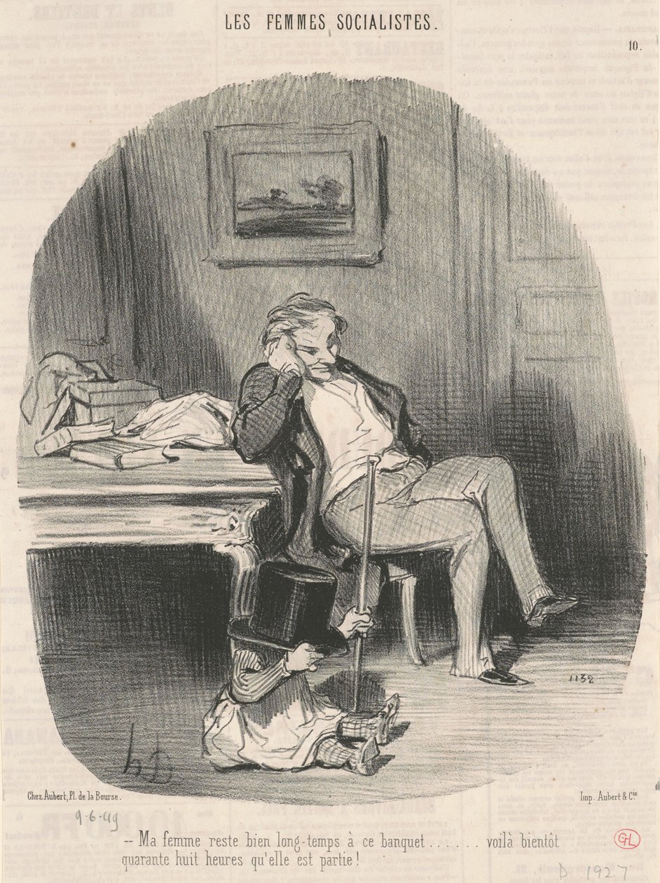 Karım bu ziyafette uzun süre kalıyor... by Honoré Daumier