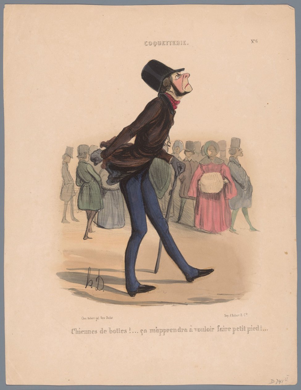 Adam çok küçük ayakkabılarla yürüyor Chiennes de bottes! (...) (nesne üzerindeki başlık) Vanity (dizi adı) Coquetry (nesne üzerinde dizi başlığı) by Honoré Daumier