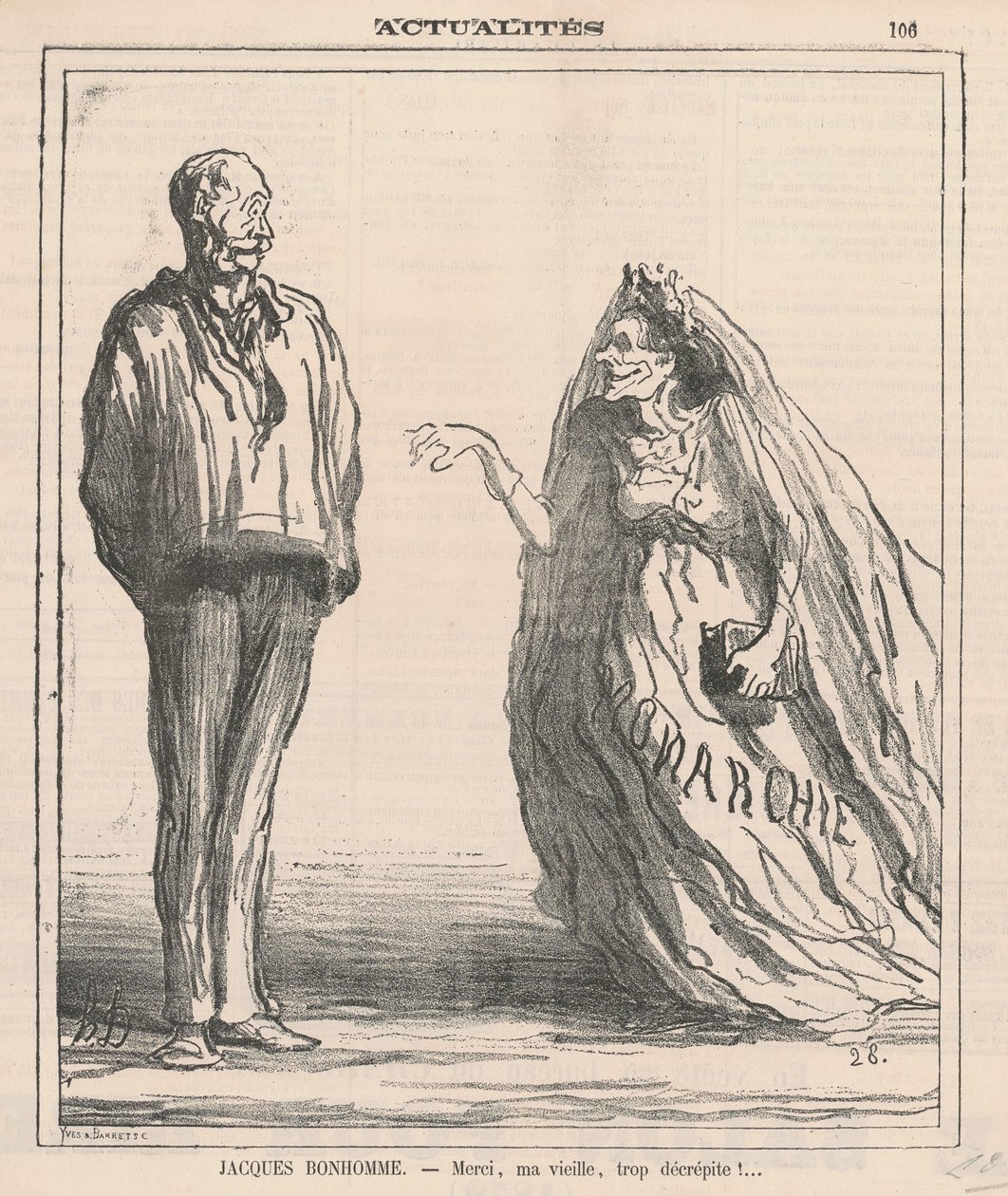 Teşekkür ederim, benim eski, çok yıpranmış! ... by Honoré Daumier