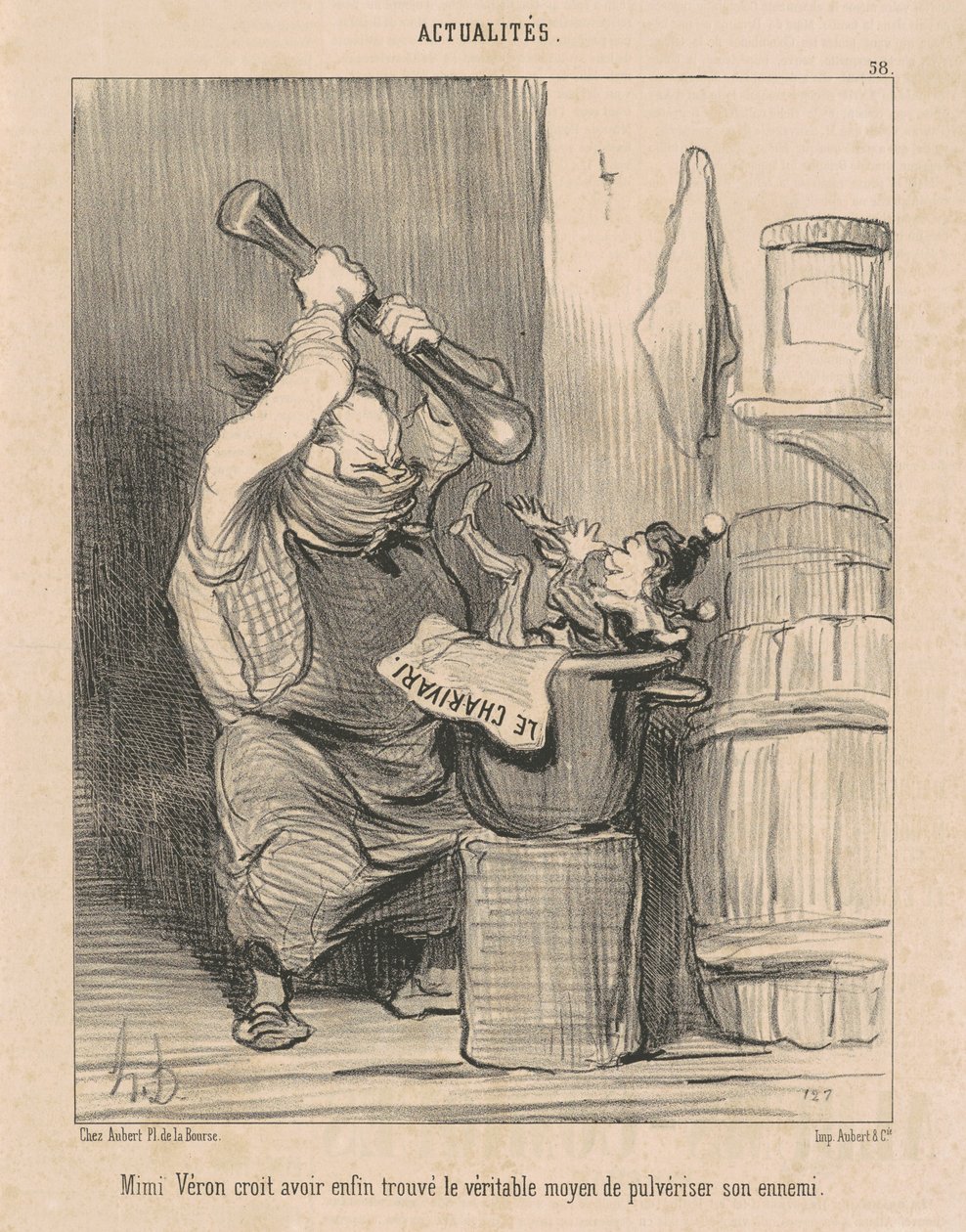 Mimi Vèron bulduğuna inanıyor ... by Honoré Daumier
