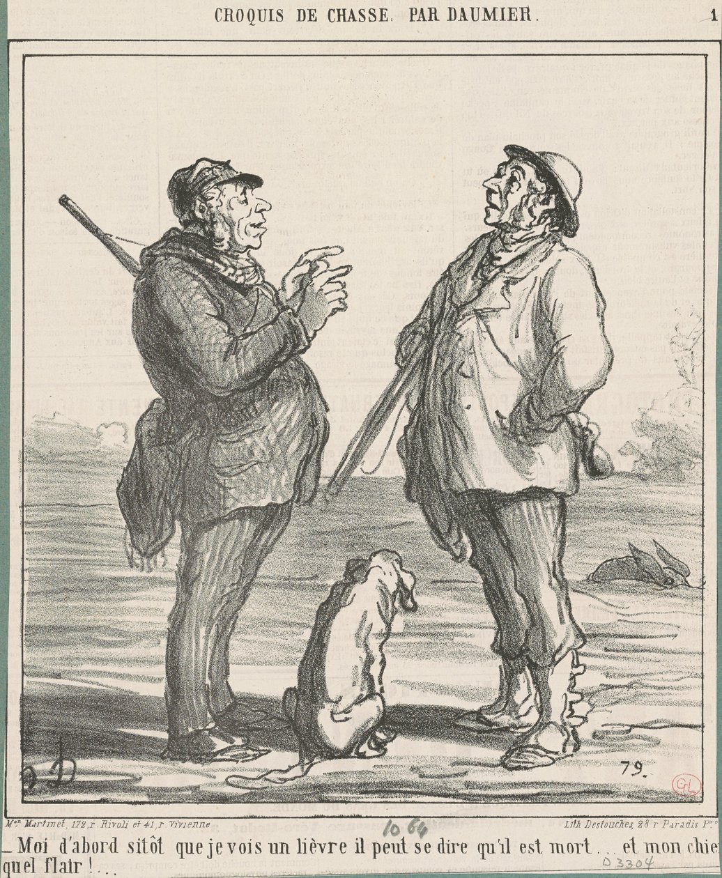 Bir tavşan görür görmez ilk ben... by Honoré Daumier