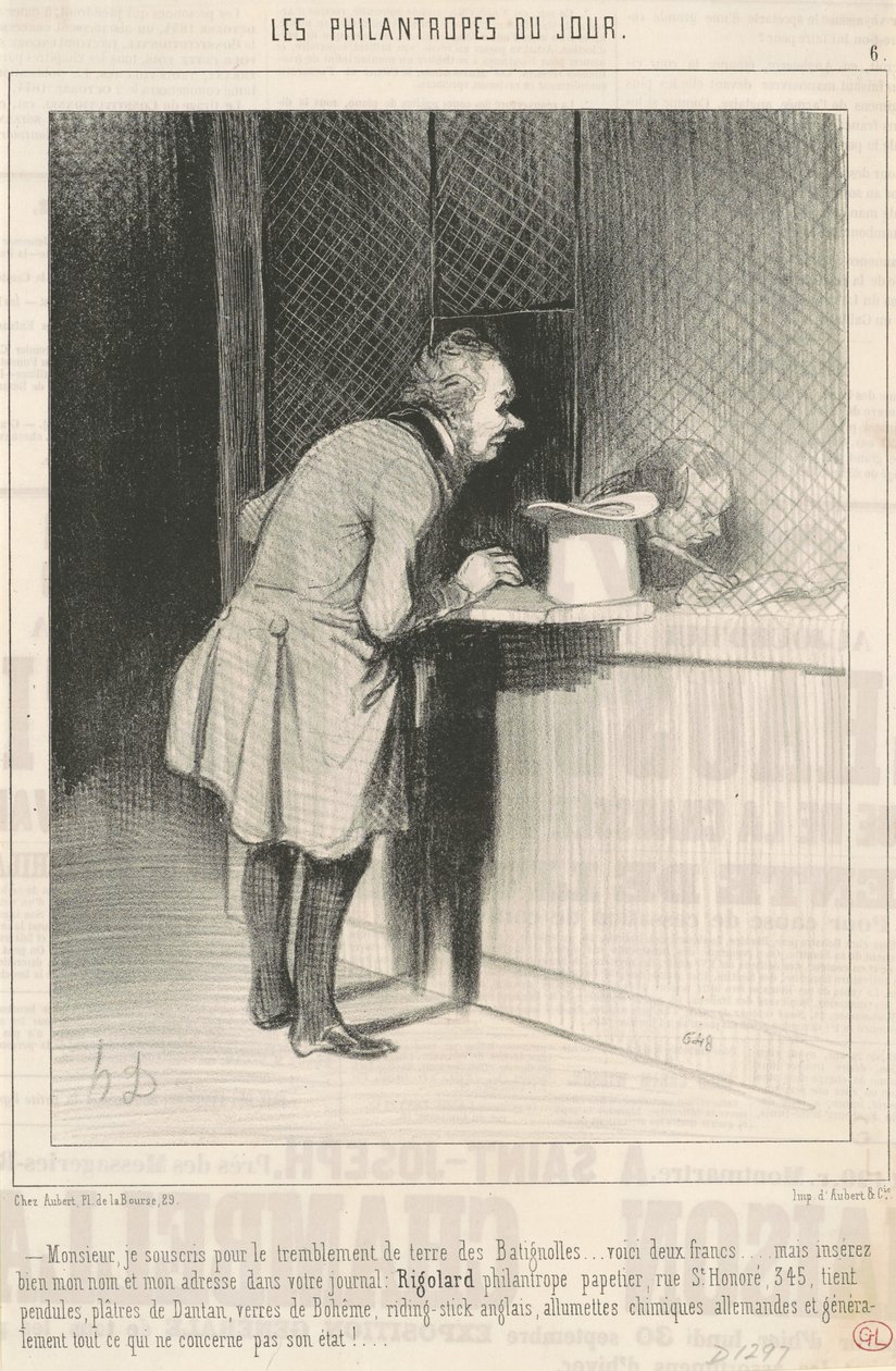 Efendim, deprem için abone oldum... by Honoré Daumier