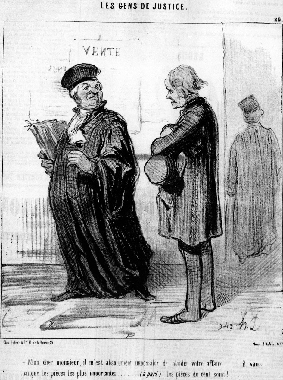 Sevgili efendim, işinizi memnun etmem kesinlikle imkansız... Onur Daumier (1808-1879). "Çarivari" by Honoré Daumier