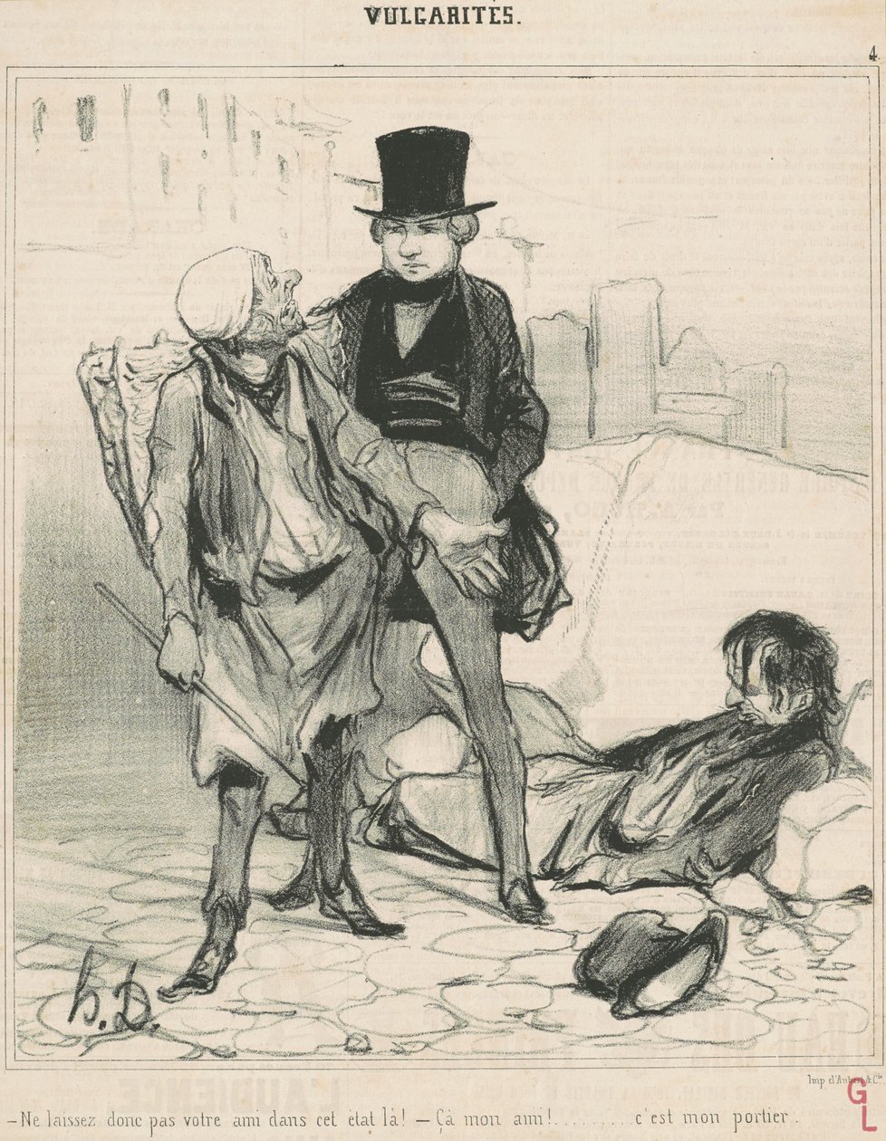 Arkadaşını bu durumda bırakma! by Honoré Daumier