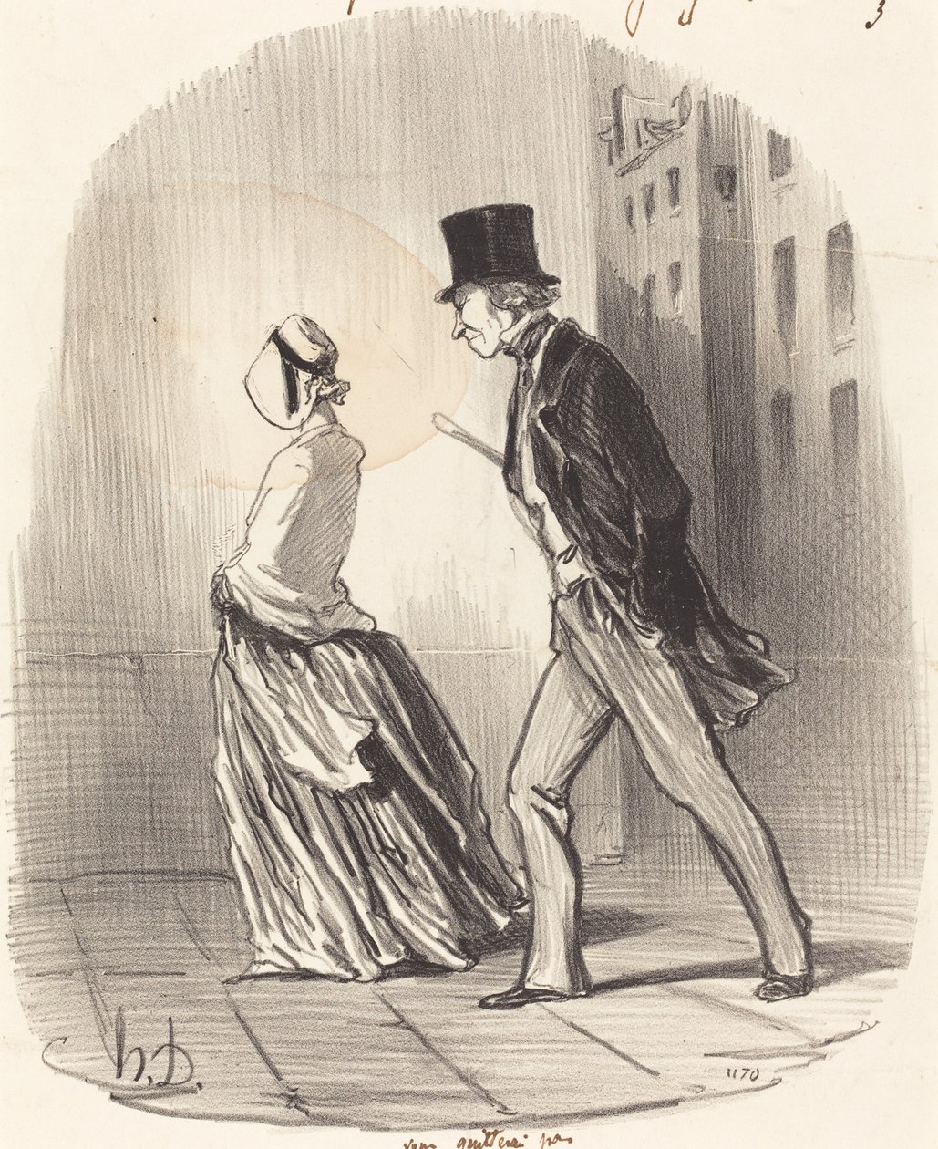 Hayır hanımefendi, sizi bırakmayacağım... by Honoré Daumier