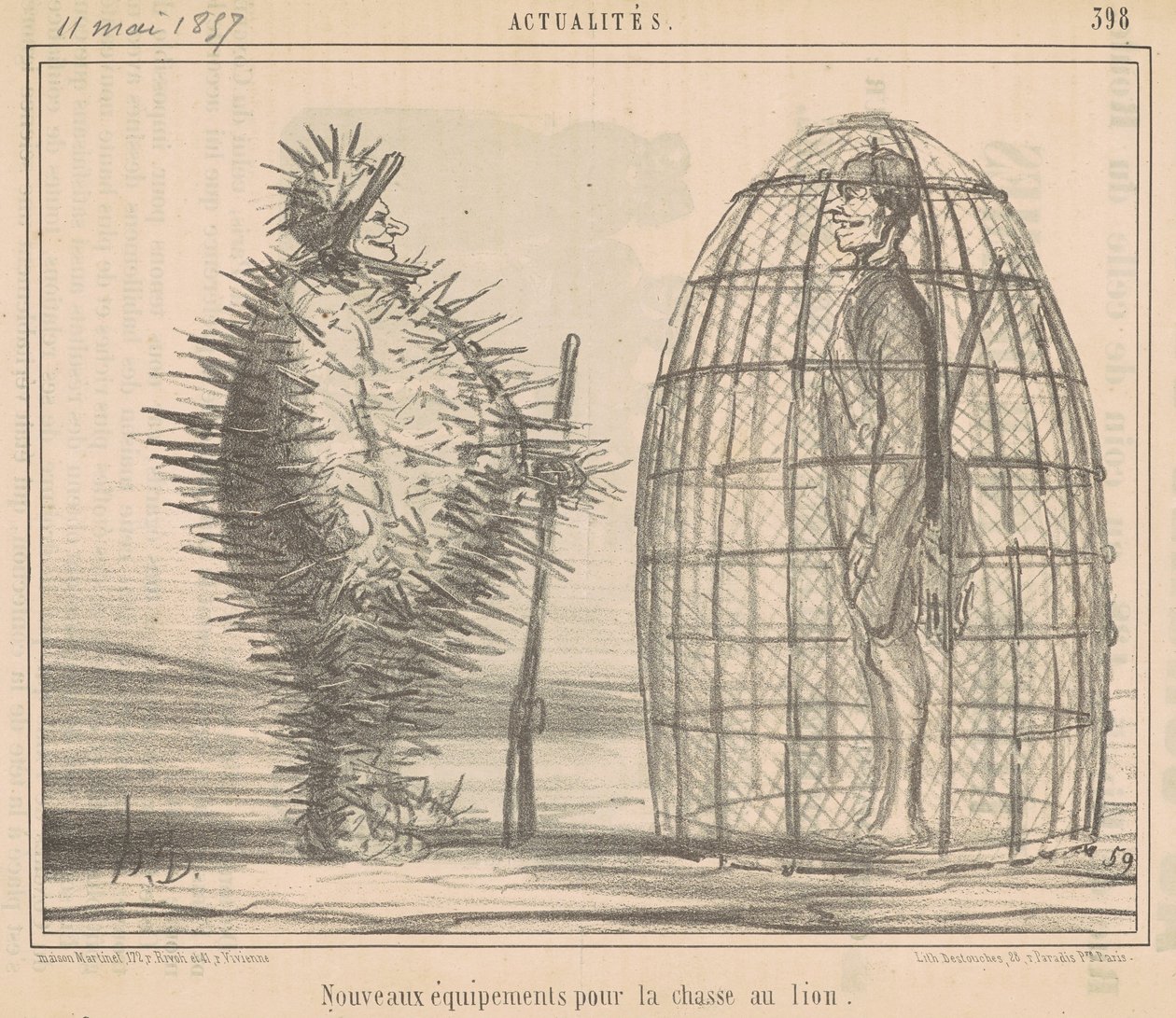 Aslan avı için yeni ekipman by Honoré Daumier