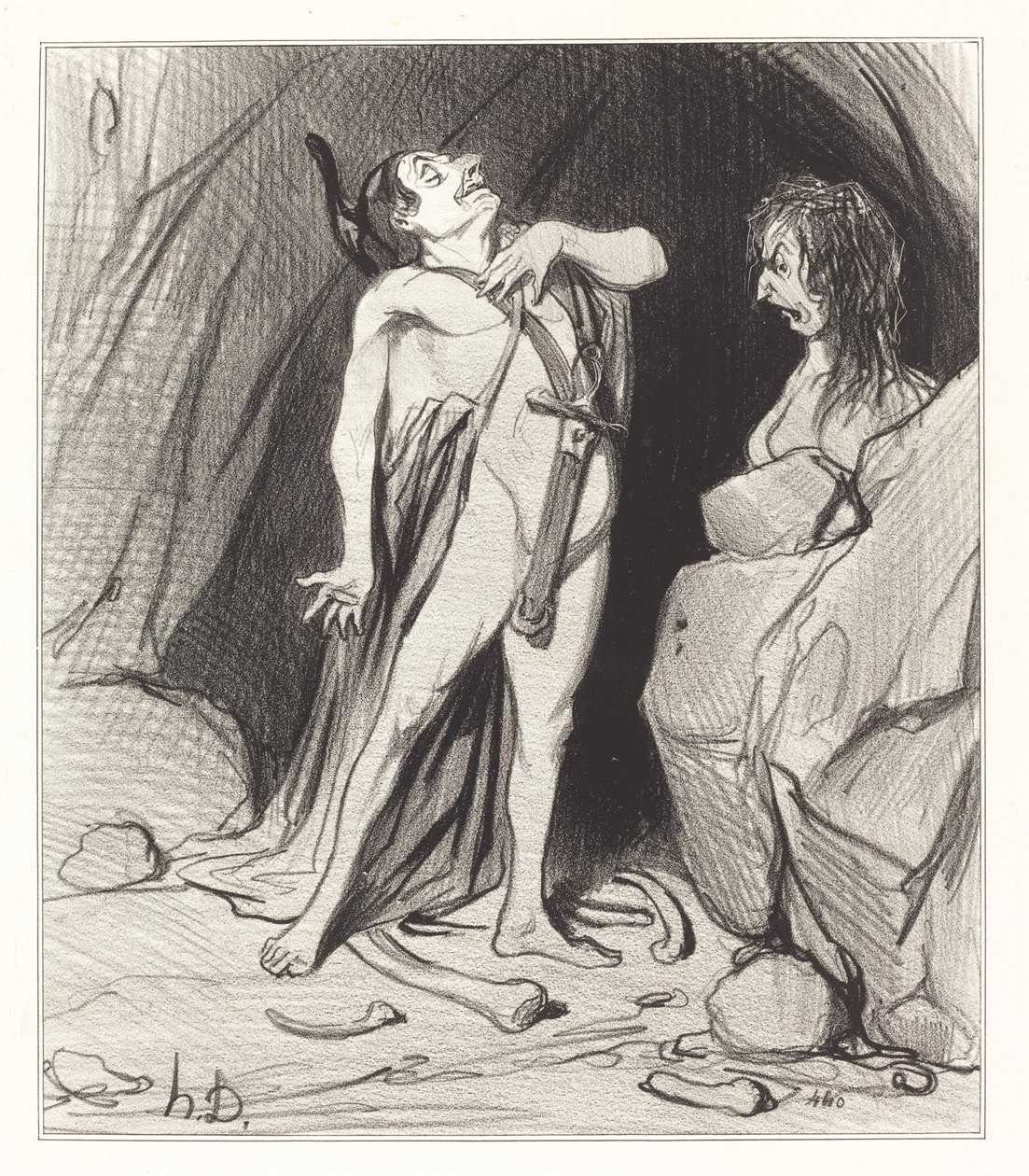 Sfenks'te Oidipus by Honoré Daumier