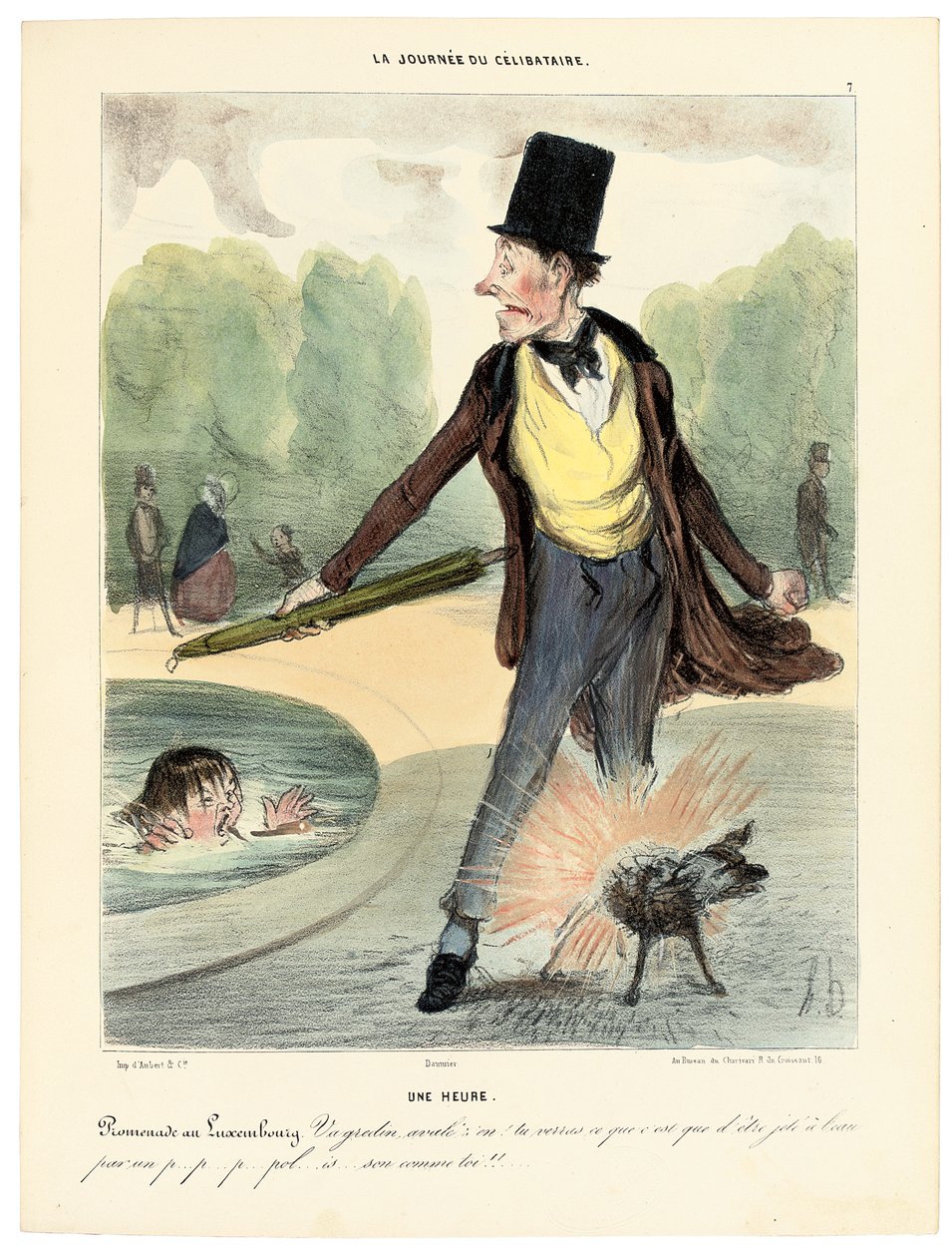 Saat Bir: Lüksemburg Bahçelerinde Yürüyüş, 1839 by Honoré Daumier