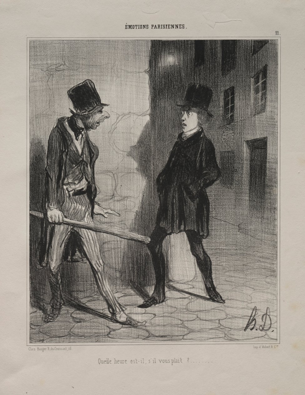 Paris Duyguları, levha 11: Saat Kaç Lütfen, 24 Kasım 1839. by Honoré Daumier
