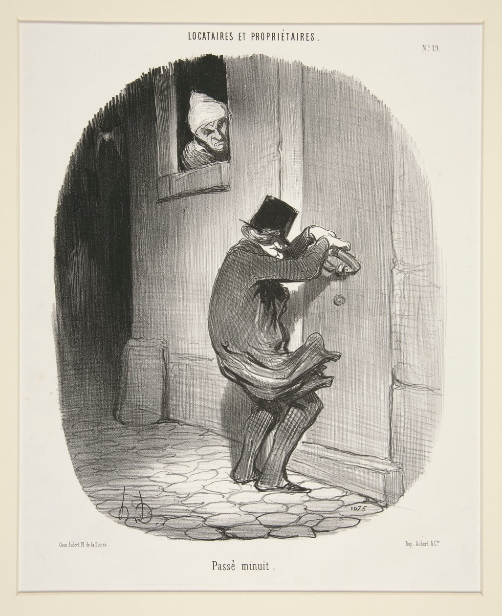 Kiracılar ve Sahiplerden Geceyarısını Geçer by Honoré Daumier