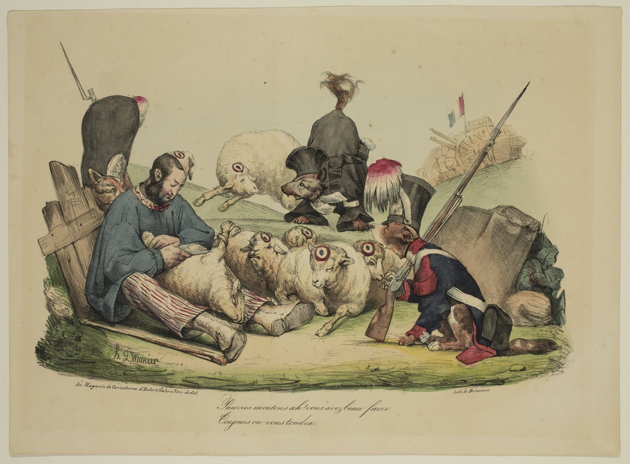 Zavallı koyun Ah! Ne yaparsan yap ... seni her zaman keseceğiz by Honoré Daumier