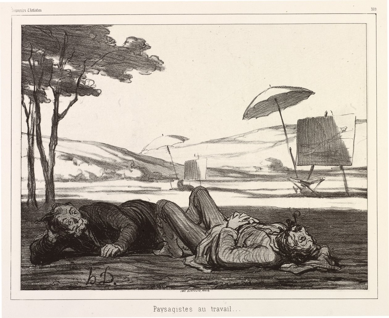 Peyzaj Sanatçıları İş Başında by Honoré Daumier