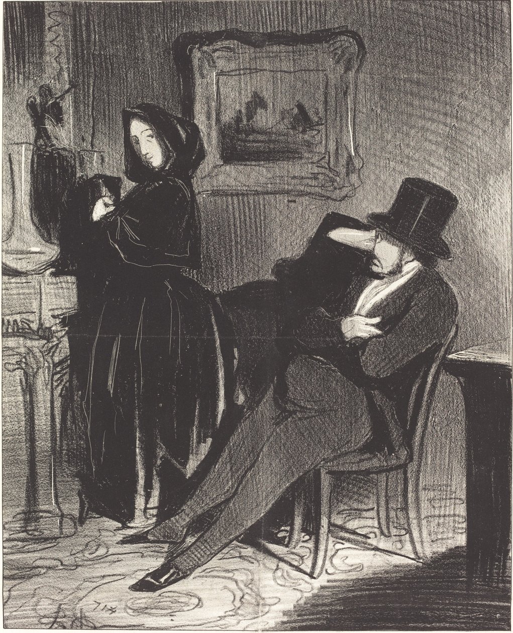 Seni baloya götürdüğümden daha sık... by Honoré Daumier