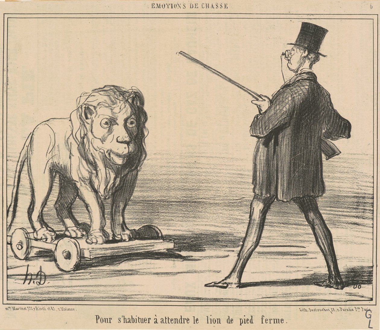 Sakinlerin aslanı beklemesi için... by Honoré Daumier
