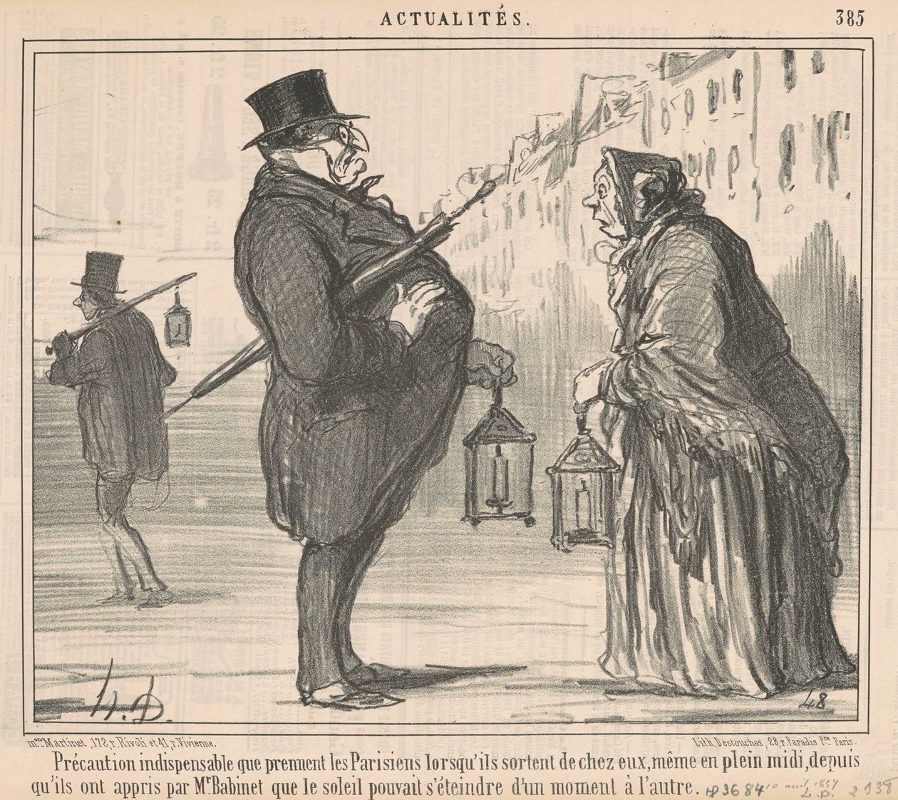 Parislilerin aldığı temel önlem... by Honoré Daumier
