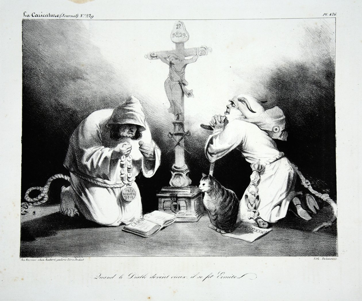 Şeytan yaşlanınca kendine bir Hermit, pub yaptı. 1835 by Honoré Daumier