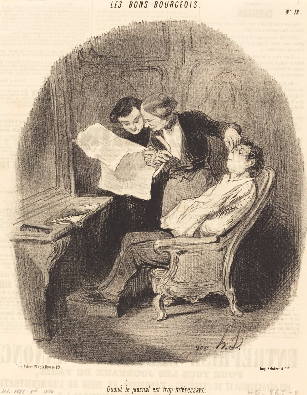 Gazete çok ilginç olduğunda by Honoré Daumier