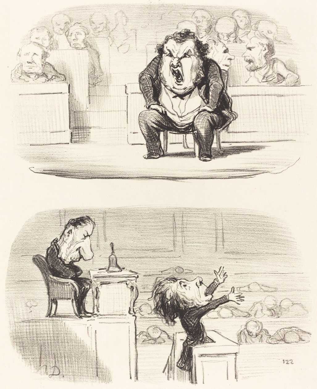 Sıkıcı bir konuşmacı kürsüye çıktığında by Honoré Daumier