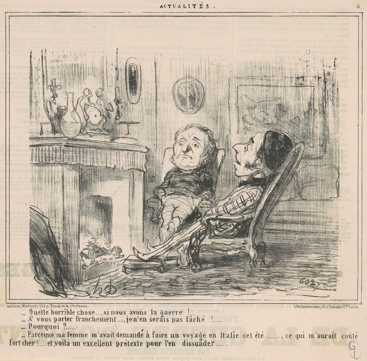 Ne korkunç bir şey...eğer savaşımız varsa! ... by Honoré Daumier
