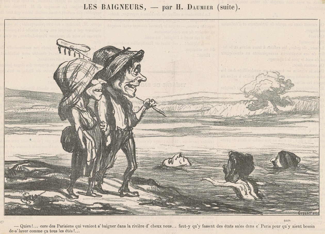 Sakin ol! ... Yıkanmak için gelen Parislilerin çekirdeği ... by Honoré Daumier