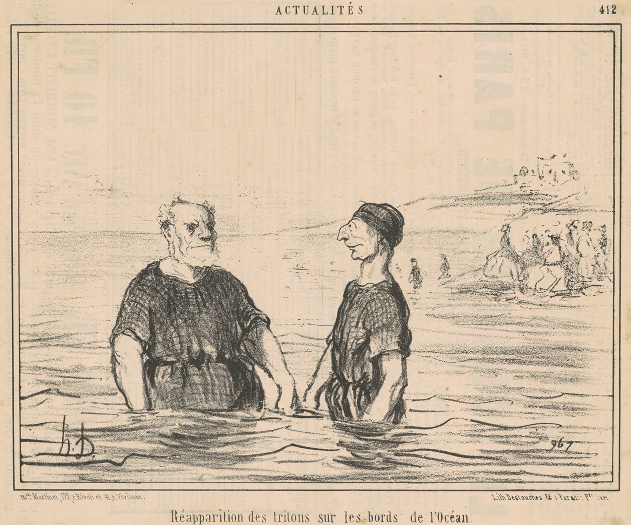 Yeni haberlerin yeniden ortaya çıkması ... okyanustan by Honoré Daumier