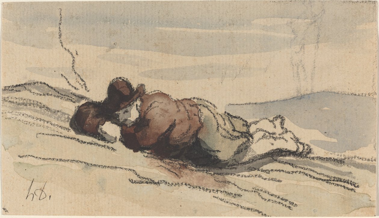 Ülkede Dinlenme (Sancho Panza) by Honoré Daumier