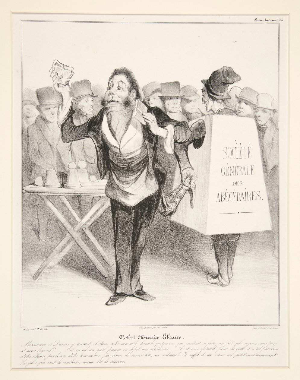 Robert-Macaire Kitapçı. (Robert Macaire kitapçı.), pl. Les Robert Macaires albümündeki Caricaturana serisinden 14 by Honoré Daumier