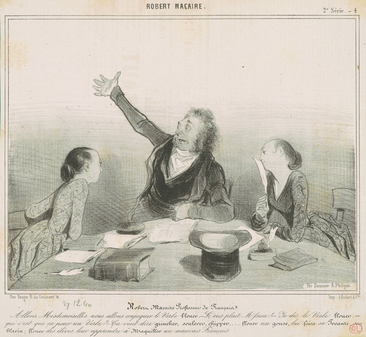 Robert Macaire Fransızca öğretmeni by Honoré Daumier