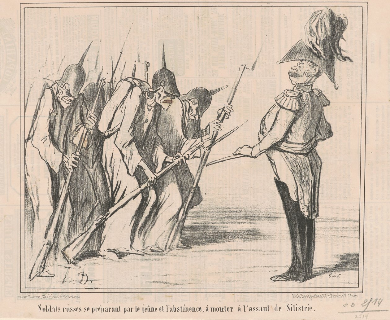 Rus askerleri gençler tarafından hazırlanıyor... by Honoré Daumier
