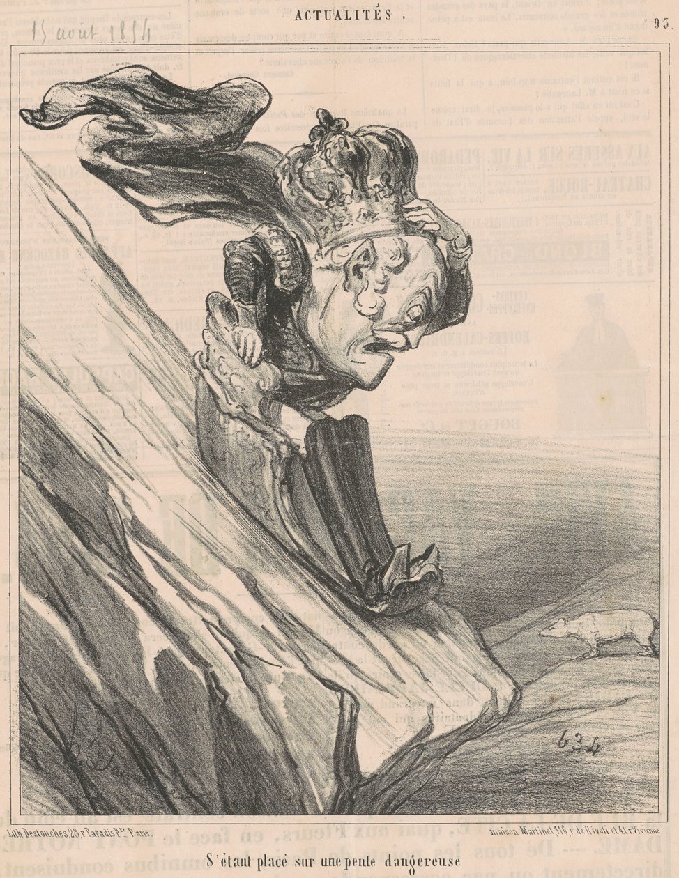 Tehlikeli bir yokuşta durmak by Honoré Daumier