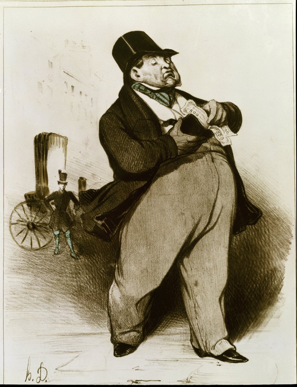 Bankacı - Litografi by Honoré Daumier