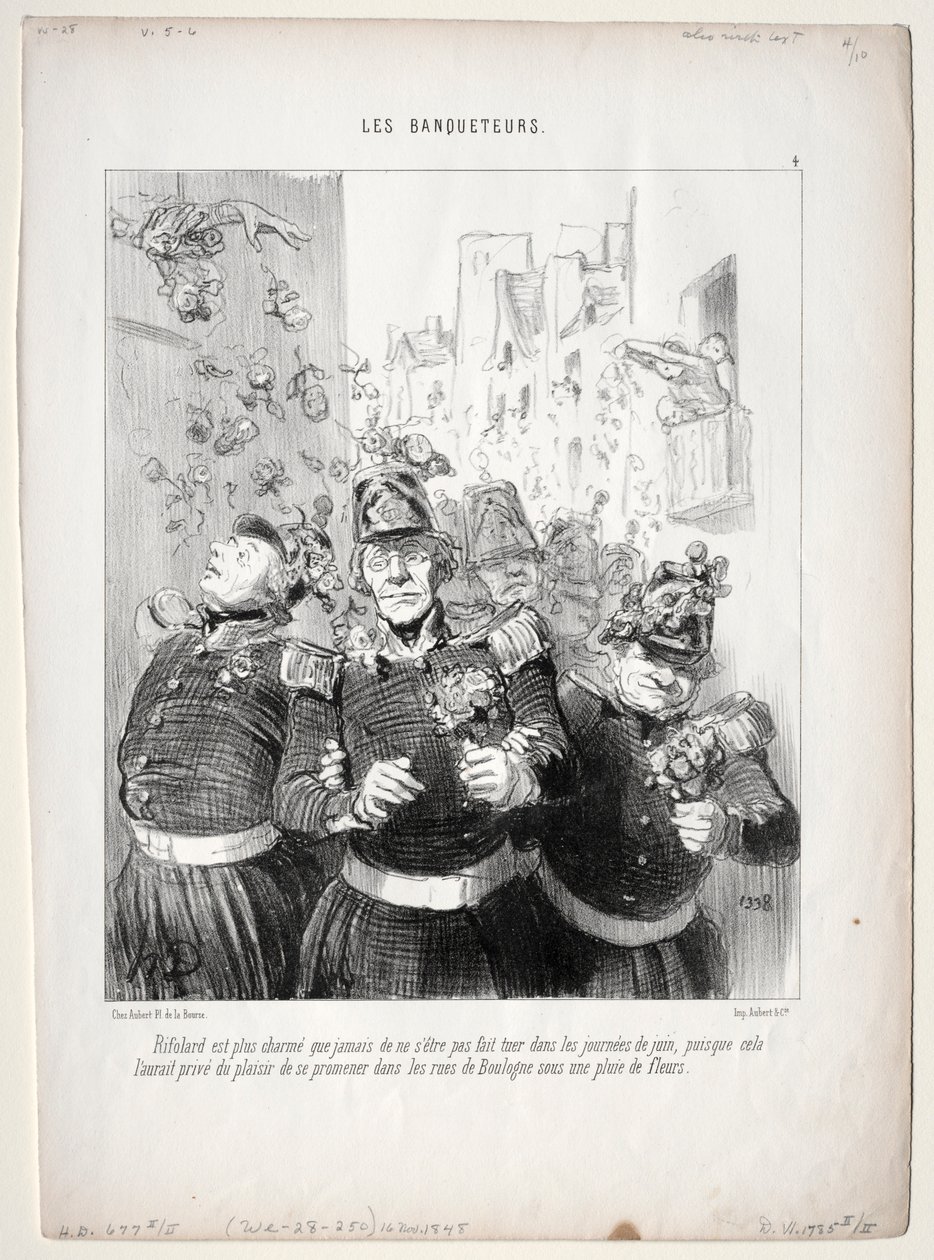 Ziyafetciler, levha 4: Rifolard her zamankinden daha çekici..., 1848. by Honoré Daumier