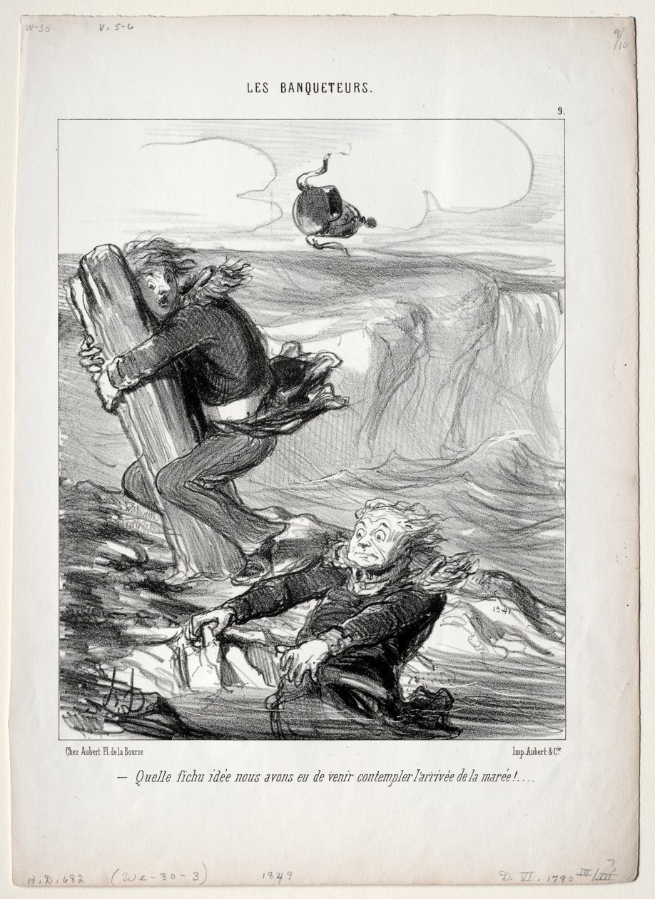 Ziyafetciler, levha 9: Ne acınası bir fikrimiz var... by Honoré Daumier