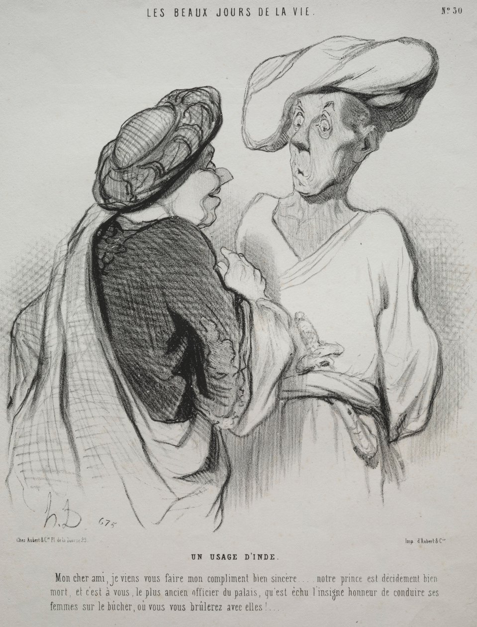 Hayatın Güzel Günleri, levha 30: Bir Hint Geleneği, 1844. by Honoré Daumier