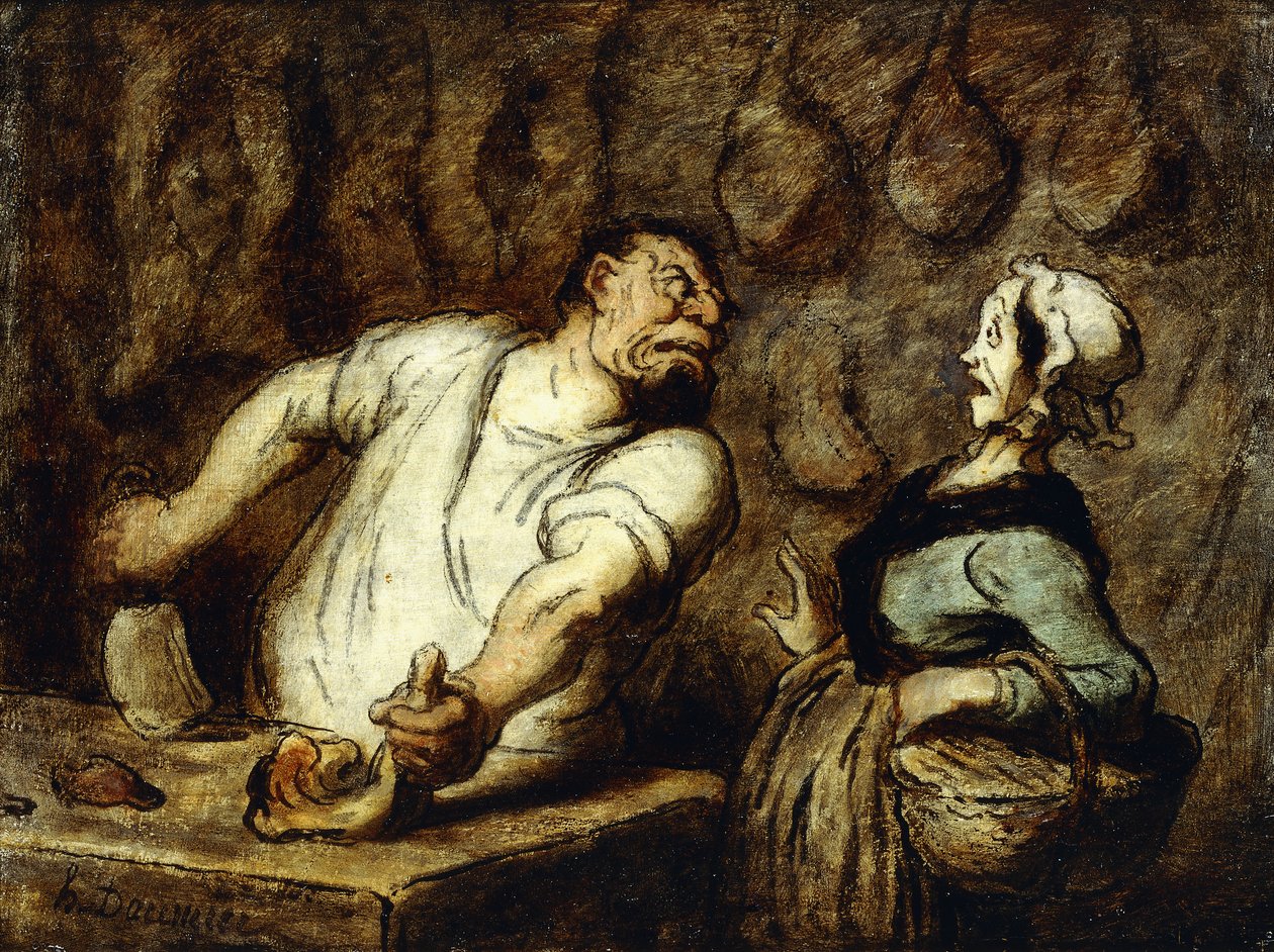Montmartre Pazarındaki Kasap, 1857-58 by Honoré Daumier