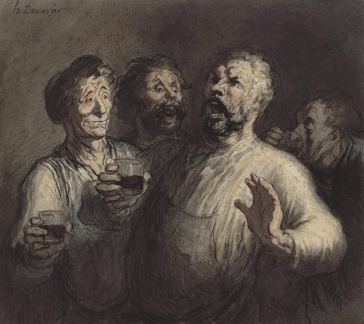 İçenler, 1860 dolayları by Honoré Daumier