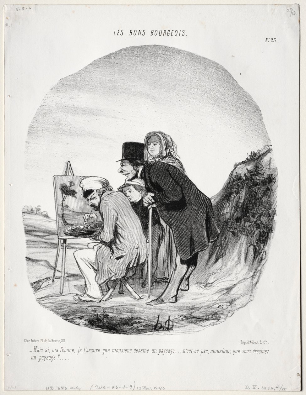 The Good Bourgeois, Levha 23: Ama evet canım, seni temin ederim ki bu bey çizim yapıyor..., 184 by Honoré Daumier