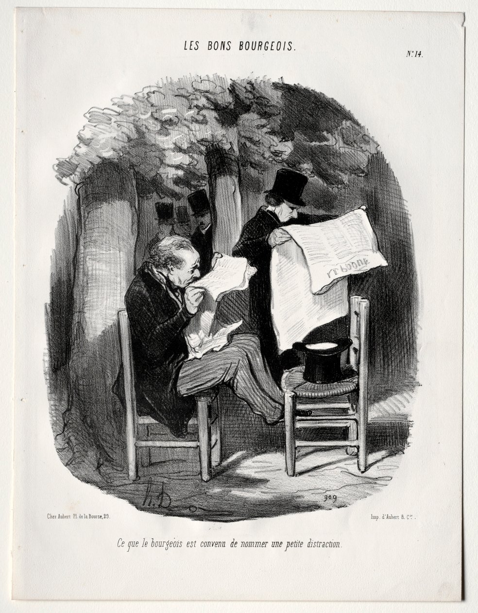 The Good Bourgeois, levha 14: Burjuvanın dikkat dağıtıcı olarak gördüğü şey, 1846. by Honoré Daumier