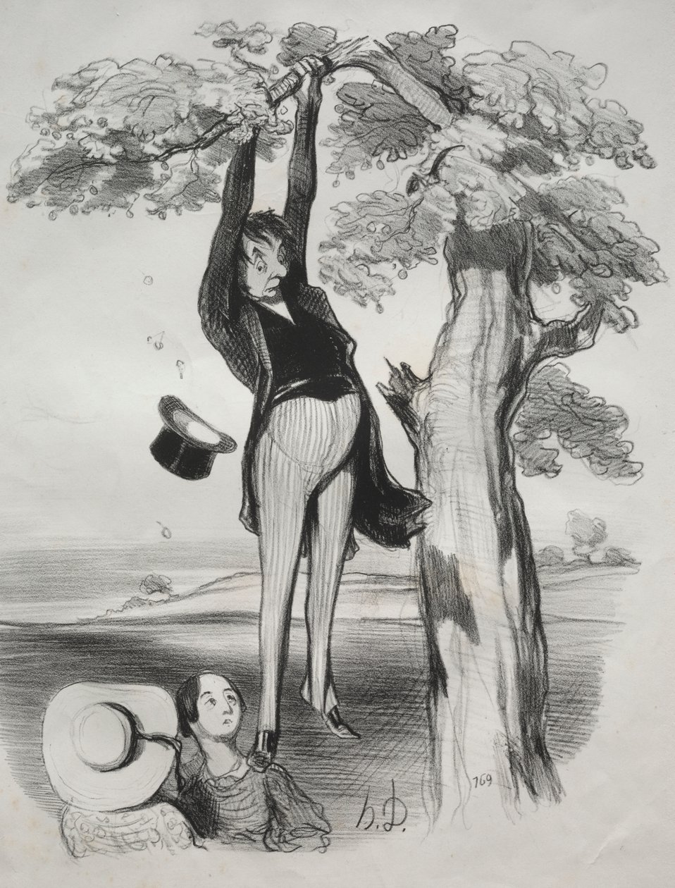 Erik Ağacını Çok Şiddetle Sarsmanın Tehlikeleri (Yetişkin Bir Adam Olduğunda) by Honoré Daumier