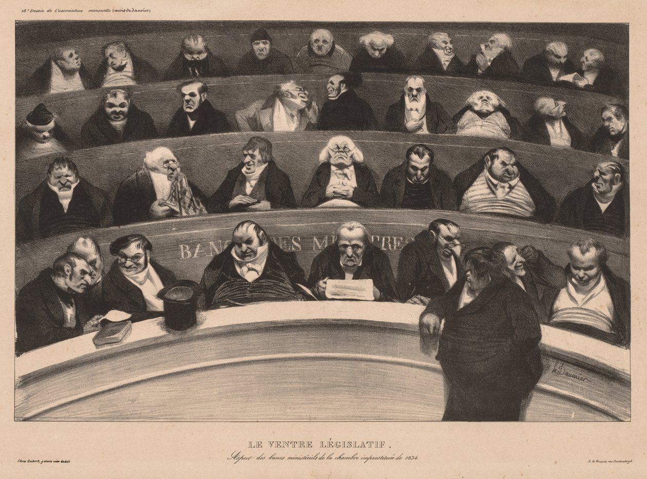 Aylık Dernek (plaka 18): Yasama Karnı by Honoré Daumier